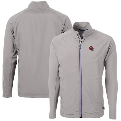Men's Cutter & Buck  Silver Kansas City Chiefs Helmet Adapt Eco Knit Hybrid Recycled Full-Zip Jacket