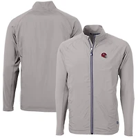 Men's Cutter & Buck  Silver Kansas City Chiefs Helmet Adapt Eco Knit Hybrid Recycled Full-Zip Jacket