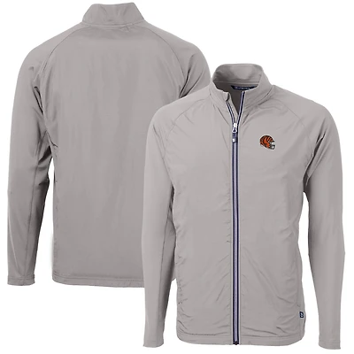 Men's Cutter & Buck  Silver Cincinnati Bengals Helmet Adapt Eco Knit Hybrid Recycled Full-Zip Jacket