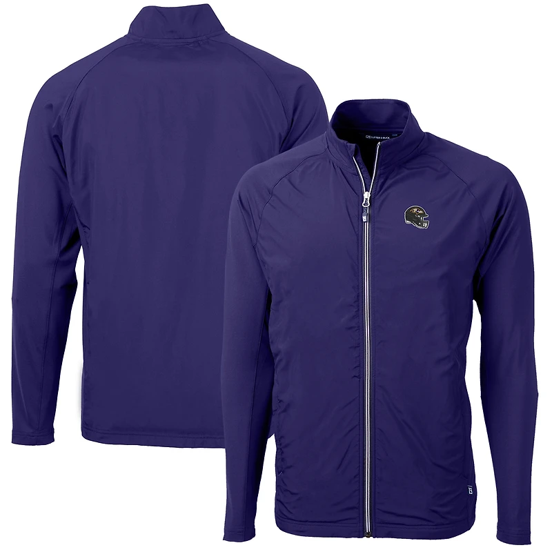 Men's Cutter & Buck  Purple Baltimore Ravens Helmet Adapt Eco Knit Hybrid Recycled Full-Zip Jacket