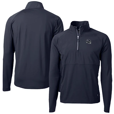 Men's Cutter & Buck  Navy Tennessee Titans Helmet Adapt Eco Knit Hybrid Recycled Quarter-Zip Pullover Top
