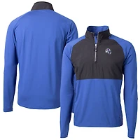 Men's Cutter & Buck  Royal Buffalo Bills Helmet Adapt Eco Knit Hybrid Recycled Quarter-Zip Pullover Top