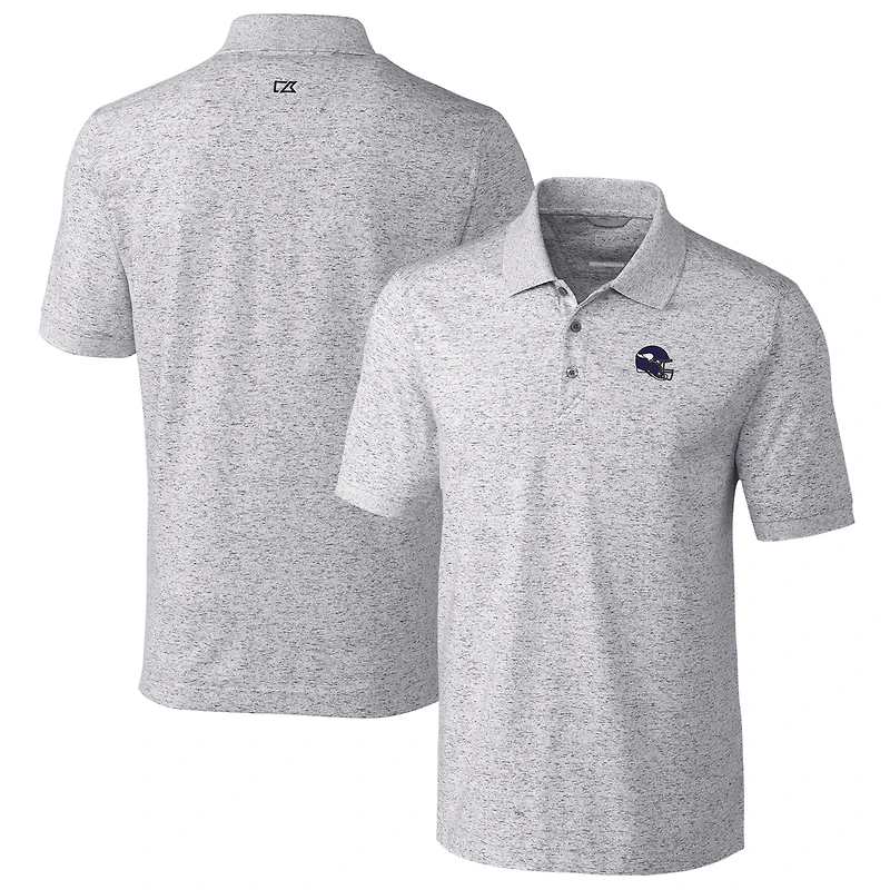 Men's Cutter & Buck  Gray Minnesota Vikings Helmet Advantage Space Dye Tri-Blend Polo