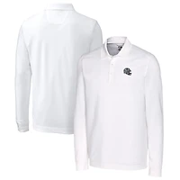 Men's Cutter & Buck  White New England Patriots Helmet Advantage Tri-Blend Pique Long Sleeve Polo