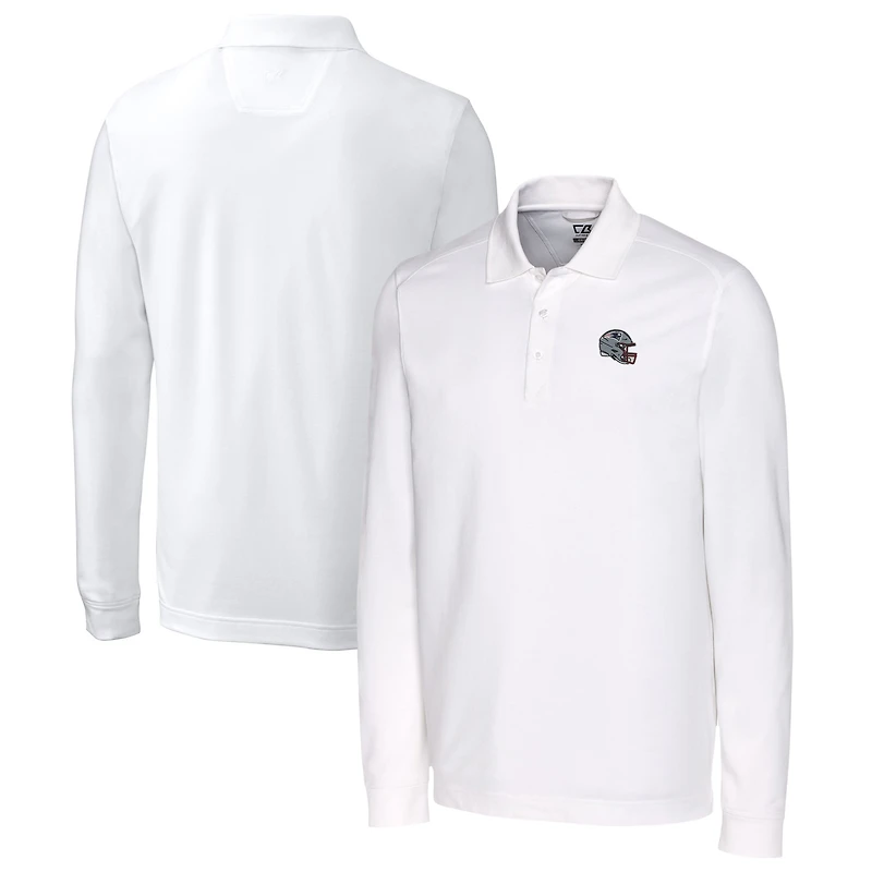 Men's Cutter & Buck  White New England Patriots Helmet Advantage Tri-Blend Pique Long Sleeve Polo