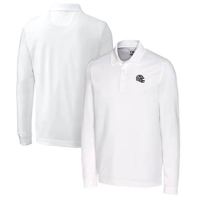 Men's Cutter & Buck  White New England Patriots Helmet Advantage Tri-Blend Pique Long Sleeve Polo