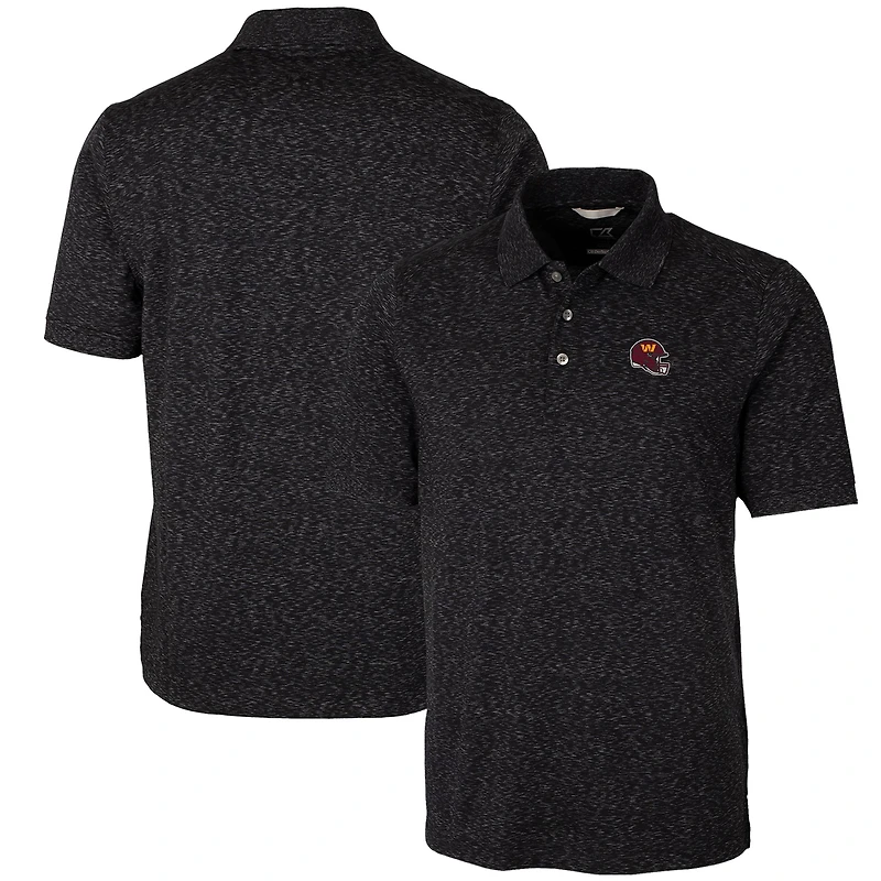 Men's Cutter & Buck  Black Washington Commanders Helmet Advantage Space Dye Tri-Blend Polo