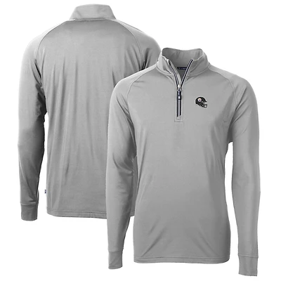 Men's Cutter & Buck  Silver Pittsburgh Steelers Helmet Adapt Eco Knit Stretch Recycled Quarter-Zip Pullover Top