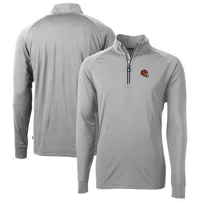 Men's Cutter & Buck  Silver Cincinnati Bengals Helmet Adapt Eco Knit Stretch Recycled Quarter-Zip Pullover Top