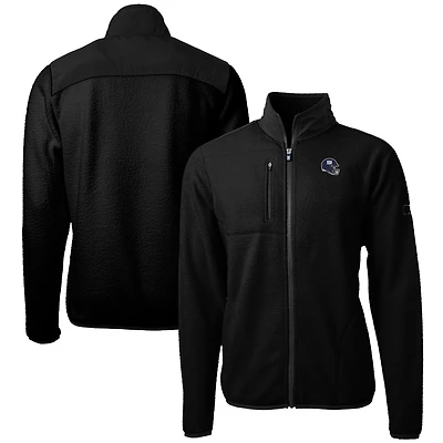 Men's Cutter & Buck  Black New York Giants Helmet Cascade Eco Sherpa Fleece Full-Zip Jacket