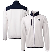 Men's Cutter & Buck  White Denver Broncos Helmet Cascade Eco Sherpa Fleece Full-Zip Jacket