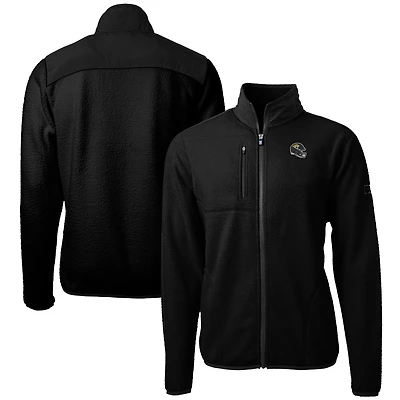 Men's Cutter & Buck  Black Jacksonville Jaguars Helmet Cascade Eco Sherpa Fleece Full-Zip Jacket