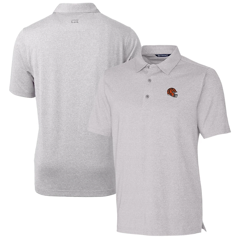Men's Cutter & Buck  Heather Gray Cincinnati Bengals Helmet Forge Stretch Polo