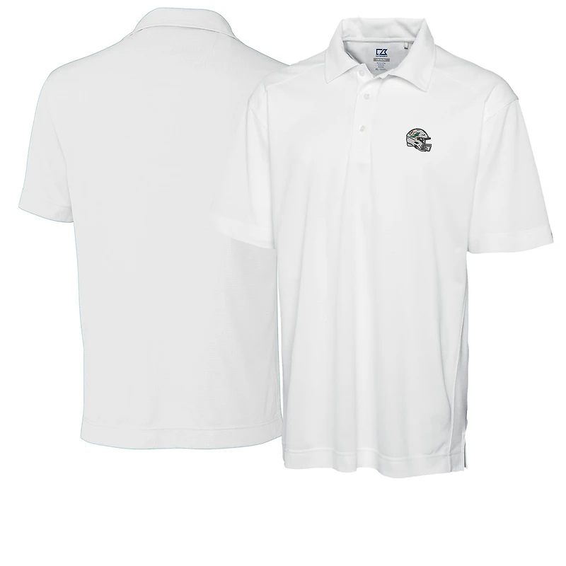 Men's Cutter & Buck  White Miami Dolphins Helmet DryTec Genre Textured Solid Polo