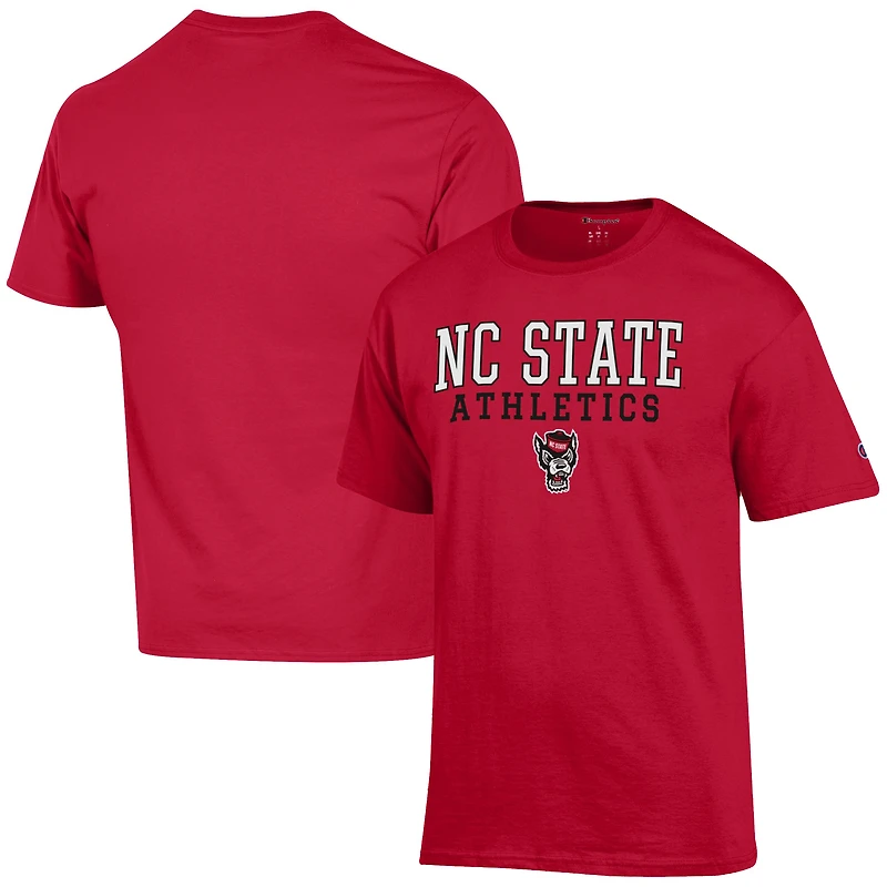 Men's Champion  Red NC State Wolfpack Athletics Logo Stack T-Shirt