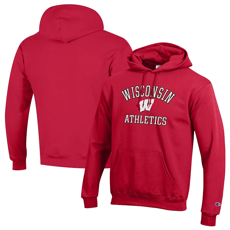 Men's Champion Red Wisconsin Badgers Athletics Logo Pullover Hoodie