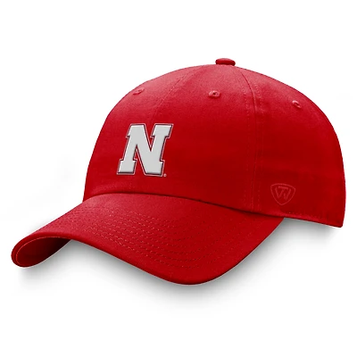 Men's Top of the World  Scarlet Nebraska Huskers Staple Adjustable Hat