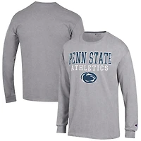 Men's Champion  Gray Penn State Nittany Lions Athletics Logo Stack Long Sleeve T-Shirt