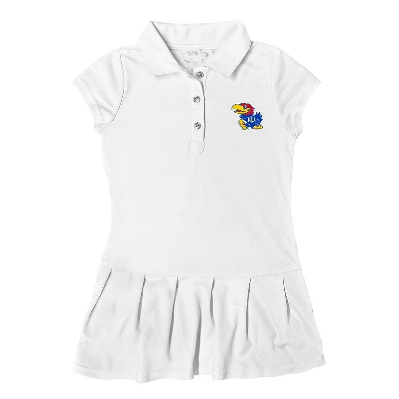 Girls Toddler Garb  White Kansas Jayhawks Caroline Cap Sleeve Polo Dress