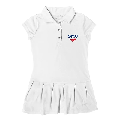 Girls Toddler Garb White SMU Mustangs Caroline Cap Sleeve Polo Dress