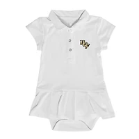 Girls Infant Garb  White UCF Knights Caroline Cap Sleeve Polo Dress