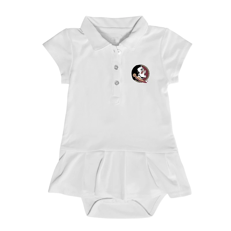 Girls Infant Garb White Florida State Seminoles Caroline Cap Sleeve Polo Dress