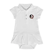 Girls Infant Garb  White Florida State Seminoles Caroline Cap Sleeve Polo Dress
