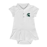 Girls Infant Garb  White Michigan State Spartans Caroline Cap Sleeve Polo Dress