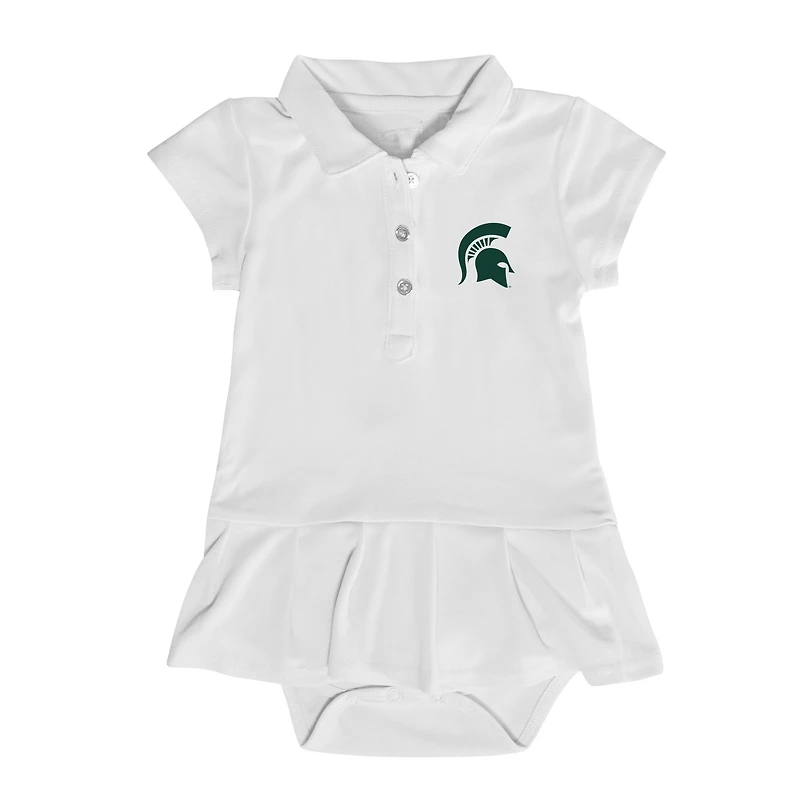 Girls Infant Garb White Michigan State Spartans Caroline Cap Sleeve Polo Dress