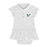Girls Infant Garb  White South Florida Bulls Caroline Cap Sleeve Polo Dress