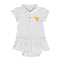 Girls Infant Garb  White West Virginia Mountaineers Caroline Cap Sleeve Polo Dress