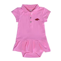 Girls Infant Garb  Pink Arkansas Razorbacks Caroline Cap Sleeve Polo Dress