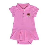 Girls Infant Garb  Pink Harvard Crimson Caroline Cap Sleeve Polo Dress
