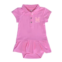 Girls Infant Garb  Pink Maryland Terrapins Caroline Cap Sleeve Polo Dress