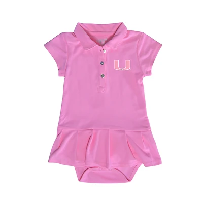 Girls Infant Garb  Pink Miami Hurricanes Caroline Cap Sleeve Polo Dress