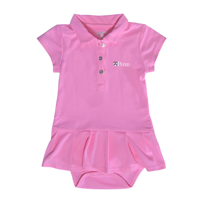 Girls Infant Garb  Pink Pennsylvania Quakers Caroline Cap Sleeve Polo Dress