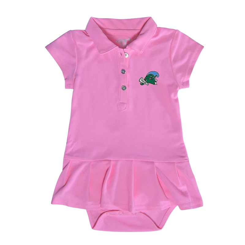 Girls Infant Garb Pink Tulane Green Wave Caroline Cap Sleeve Polo Dress