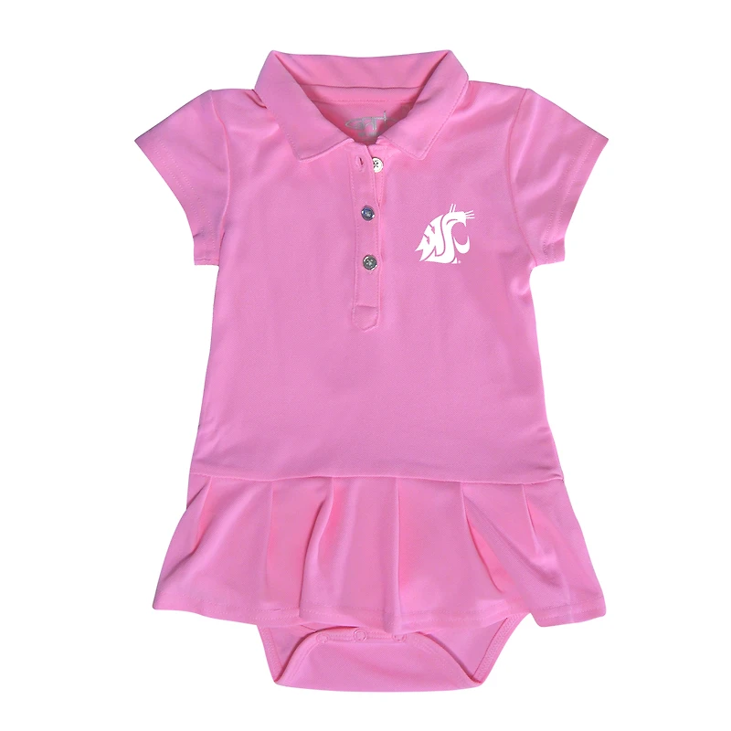Girls Infant Garb Pink Washington State Cougars Caroline Cap Sleeve Polo Dress