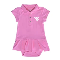 Girls Infant Garb  Pink West Virginia Mountaineers Caroline Cap Sleeve Polo Dress