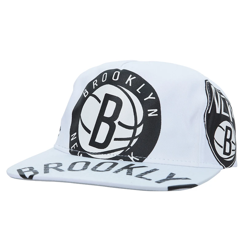 Men's Mitchell & Ness White Brooklyn Nets Hardwood Classics In Your Face Deadstock Snapback Hat