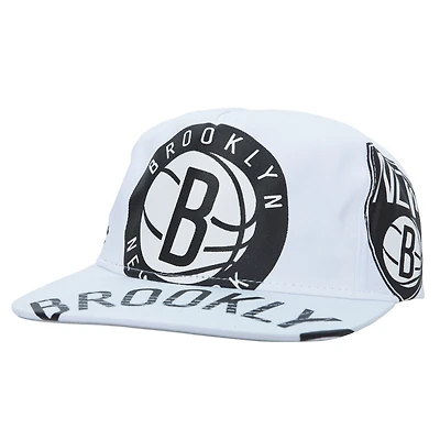 Men's Mitchell & Ness White Brooklyn Nets Hardwood Classics In Your Face Deadstock Snapback Hat
