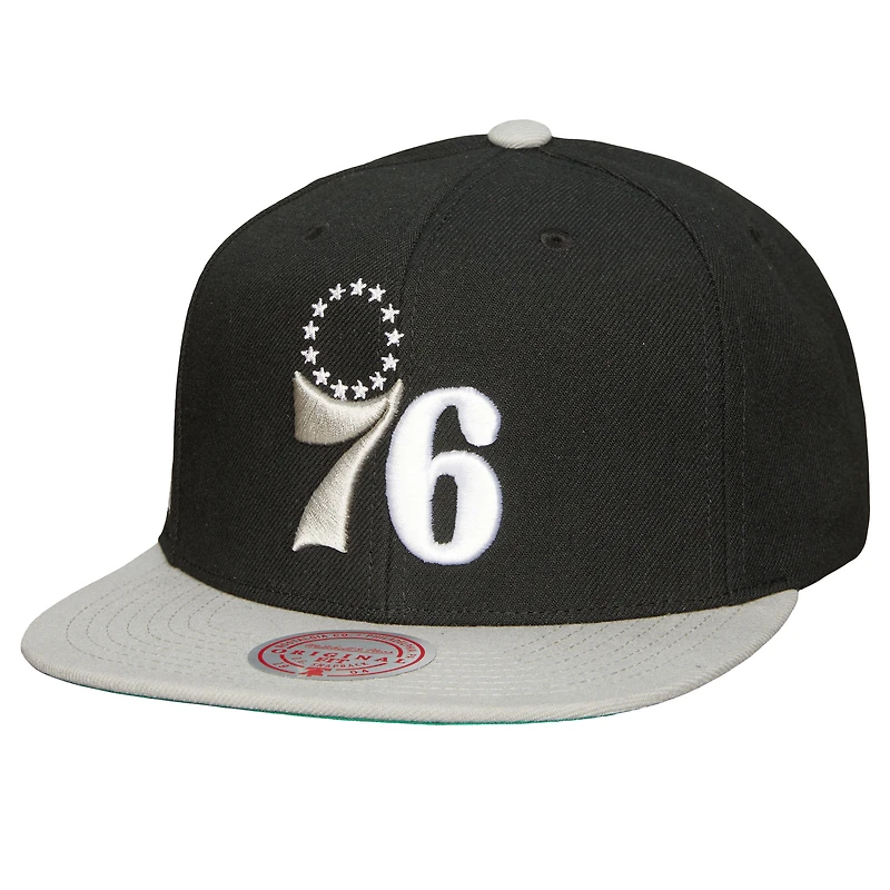 Men's Mitchell & Ness x Lids Black Philadelphia 76ers Shady Snapback Hat