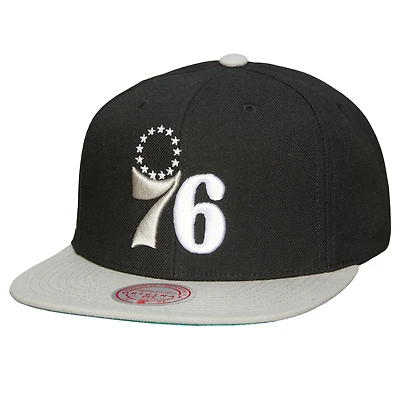 Men's Mitchell & Ness x Lids Black Philadelphia 76ers Shady Snapback Hat