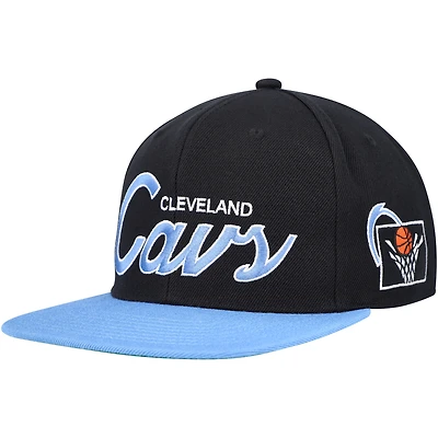 Men's Mitchell & Ness Black Cleveland Cavaliers Hardwood Classics MVP Team Script 2.0 Snapback Hat