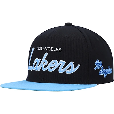 Men's Mitchell & Ness Black Los Angeles Lakers Hardwood Classics MVP Team Script 2.0 Snapback Hat