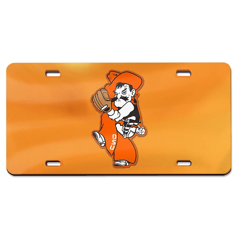 WinCraft Orange Oklahoma State Cowboys Baseball Pete Wind Up Laser Cut Acrylic License Plate