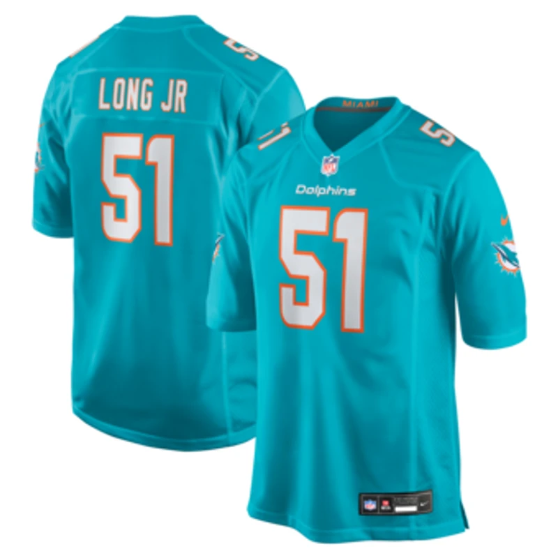 Men's Nike David Long Jr. Aqua Miami Dolphins Game Jersey