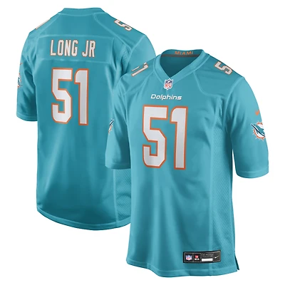 Men's Nike David Long Jr. Aqua Miami Dolphins Game Jersey