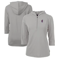 Women's Cutter & Buck  Gray Florida Gators Swinging Gator DryTec Virtue Eco Pique Recycled Half-Zip Pullover Hoodie