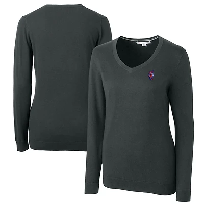 Women's Cutter & Buck  Heather Charcoal Florida Gators Swinging Gator Lakemont Tri-Blend V-Neck Pullover Sweater